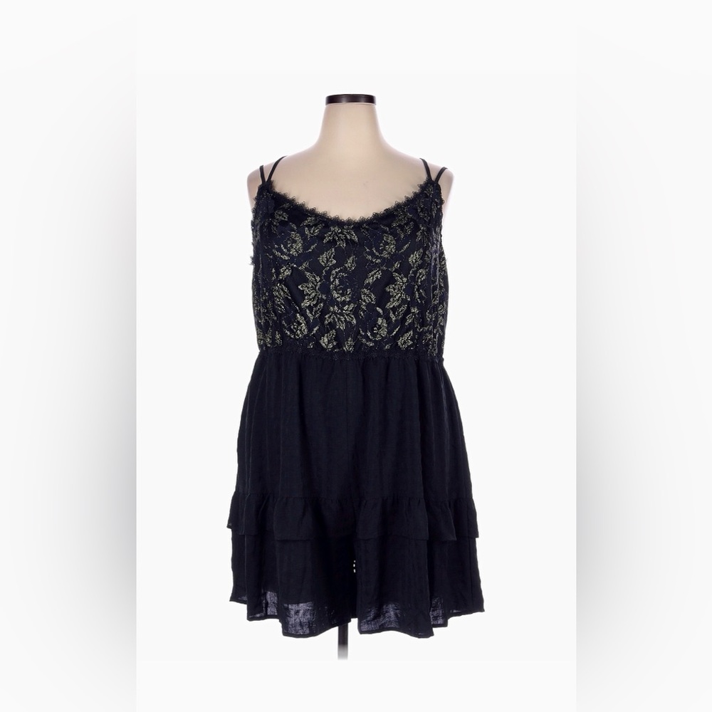 White Birch  Black Lace Overlay Dress 3X